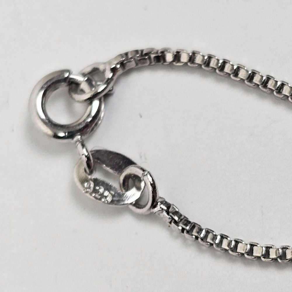 S 925 Sterling Silver Cubic‎ Zirconia Drop Pendant Box Chain Necklace Cat Mouse - Picture 9 of 15